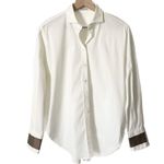 Brunello Cucinelli  Studded Sateen Cuff Cotton Shirt White Size Large Photo 1