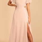 Lulus Deep in My Heart Blush Swiss Dot Cutout Maxi Dress Pink Formal Gown Large Photo 0