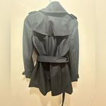 Cache Women Double Denim Trench Coat Belted Button-up Lined Pockets Size Small Photo 6