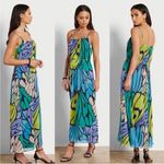 Sam Edelman NWT Butterfly Trapeze Print Square Neck Sleeveless Maxi Dress Sz Med Photo 1