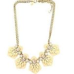 J.Crew Statement Necklace Cream Enamel Gold Shield Shape Eyelet Teardrop Round Photo 0