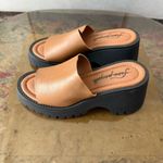 Free People  Winona Wedge Lug Heels Slip On Sandals in Brown Leather 37 Photo 3