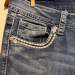 Charme Indigo Boot Cut Jeans Two Tone Raw Hem Distressed Embroidered Pockets 28 Blue Photo 4