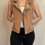 BLANK NYC Suede Leather Moto Zip Up Sleeveless Vest Camel Brown Small Photo 0