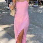 ZARA Pink Satin Maxi Dress Xs Photo 0
