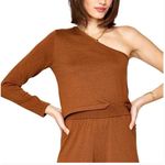 Callahan Sweater Womens Medium Lora Rootbeer Brown One Shoulder Knit‎ Top Photo 0