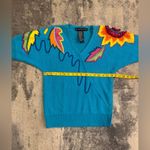 Source Unknown Diffusion Vintage Colorful Embroidered Blue Sweater Photo 3