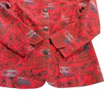 VTG Norm Thompson Red Travel Print Linen Cotton Jacket Blazer Women’s Size M Size M Photo 5
