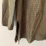 Eileen Fisher Metallic Green Silk Linen Button Down Long Jacket Women's size XL Photo 3