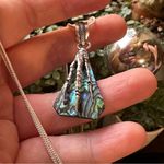 Abalone Shell Claw Sterling Silver Necklace Boho Green Photo 3