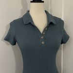 Madewell New Small Teal Blue Short Sleeve Ribbed Polo Knit Mini Dress Photo 10