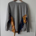 Free People M She’s Just Cute Gray Sweatshirt with Floral Ruffle Accents Photo 7