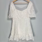 Showpo White Eyelet Lace Mini Dress Square Neck Floral Coastal Bridal Size 12 Photo 1
