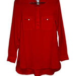 H&M Red Quarter Button Down Long Sleeve Top Size 2 Photo 0
