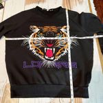Lovers + Friends  Wildcat Tiger LOVERS Jeweled Black Sweatshirt Photo 5