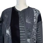 Vintage Max & Mabel Mix Fabric Artsy Black Jacket Size 1 Velvet Stripe Artsy Size L Photo 2