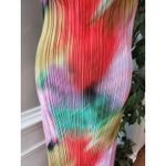 Pretty Little Thing  US 12 Multicolor Pleated Cowl Neck Maxi Dress Spaghetti Strap Photo 3