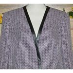 NWT Tahari Arthur Levine 14W Purple Open Tweed Blazer Jacket Faux Leather Trim Photo 1