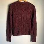 Paige NEW Nanari Metallic Cable Knit V-Neck Cardigan in Burgundy Sparkle Photo 2