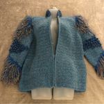 Vintage Vivienne Poy handmade full zip designer artsy sweater small pockets rare Blue Photo 9