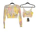 NWT Le Superbe Hailey Set Wool Cashmere Blend Knit Crop Top and Cardigan SMALL Yellow Photo 2