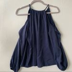 AQUA  cold shoulder satin silky BLOUSE TOP blue SMALL long sleeve Photo 9