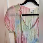 Skylar + Madison  Pastel Watercolor Swiss Dot Smocked Mini Dress Photo 4