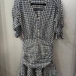Veronica Beard  Campbell Gingham Navy/White Ruched Mini Dress Size 2 Photo 0