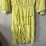 NEW Alieva Butter Yellow Tiered Midi Dress Off Shoulder Puff Sleeve Size Medium‎ Photo 4