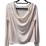Free People  Gold Shimmer Glitter Long Sleeve Cowl Neck Shirt Size Small Photo 1