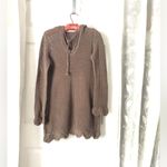 Athleta  Crochet Knit v-neck hoodie Sweater embroidered trim 100% cotton size M Photo 1