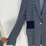 CAbi Checkup Blazer Jacket Womens Medium Navy Blue Gingham Check Stretch Formal Photo 4
