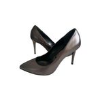 Roberto Cavalli  Just Cavalli Pewter Silver Leather Heels Size 9 / 39 Photo 6