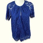 J.Crew Blue Lace Blouse Top Women’s Size Small Dressy Classy Photo 4