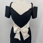Vintage Maxi Dress Satin Bow Front Bodice Off Shoulder Sleeves Black Womens M Size M Photo 2
