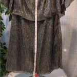 Boston Proper  Women’s S Shirt Shirt Foil Metallic Silver Black Off Shoulder Photo 1