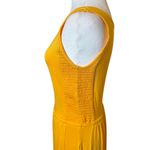 Jason Wu J Solid Knit Ruffle Midi Dress Golden Yellow XS Stretch Autumn Tiered Photo 4