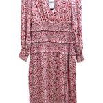 Nordstrom AFRM Floral Smocked Pink v-neck feminine shirred midi maxi dress Photo 7