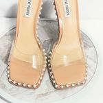 Steve Madden  Zaylee Clear Rhinestone Mule Heels Nude Size 8.5M Square Toe Photo 5