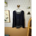 Deletta  by Anthropologie Dark Navy Crochet Lace Long Sleeve Top - Size - Large Photo 3