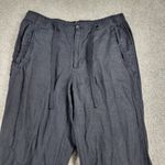 Club Room Luxury Womens Linen Pants XL Black Drawstring Straight Leg Pockets Photo 5
