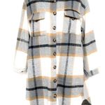 Anthropologie Plaid Flannel Button Long Shacket Shirt Jacket Peacoat Trench Coat Small Photo 0