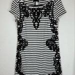 Anthropologie  Short Sleeve Scoop Neck‎ Dress Black White Embroidery Size XS Photo 0
