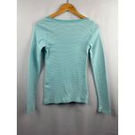Old Navy  Womens Small Long Sleeve Light Blue Striped Shirt Photo 3