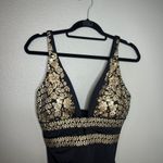 Swimsuits For All One Piece Swimsuit Size 10 Plunging‎ Neckline Black Gold NEW Photo 2