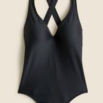 J.Crew High Support Cross Back One Piece Swimsuit Black Sporty 12 Photo 0