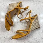 White House | Black Market Wedges Espadrille Ankle Strap Heels Yellow Size 8.5 Photo 5