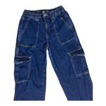 Simple Society  Blue Denim Carpenter Jeans 3/26 Wide Leg Mid-Rise Women Juniors Photo 2