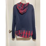 DJT Red Plaid Navy Blue Hoodie Layered Look Women XL Christmas Grunge X Photo 5