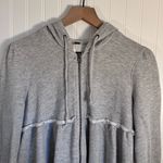 Free People  Tiered Trapeze Zip-Up Hoodie Swearer Gray  Women’s Size Small Photo 3